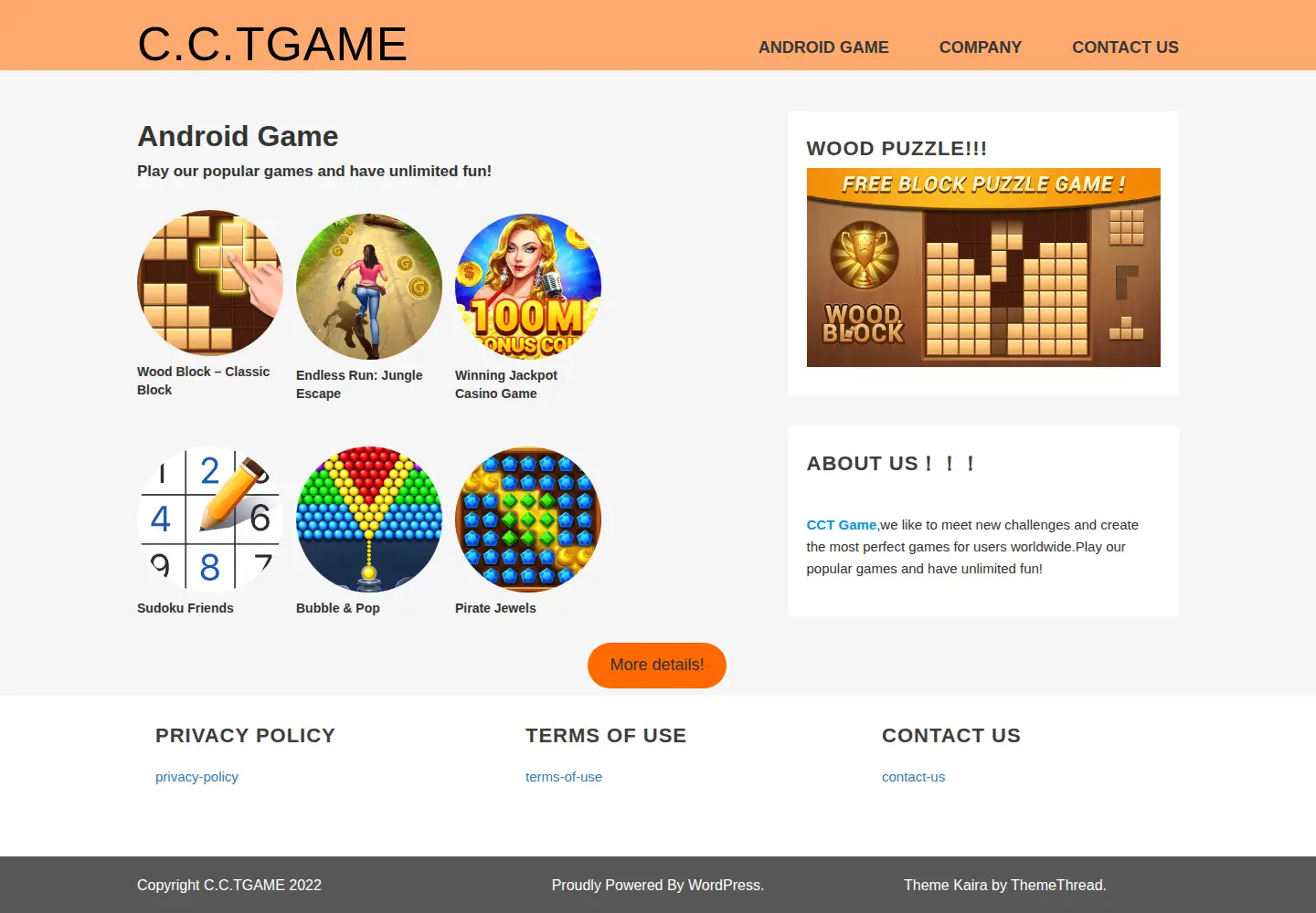 Captured homepage of cctgames.com in the current scan