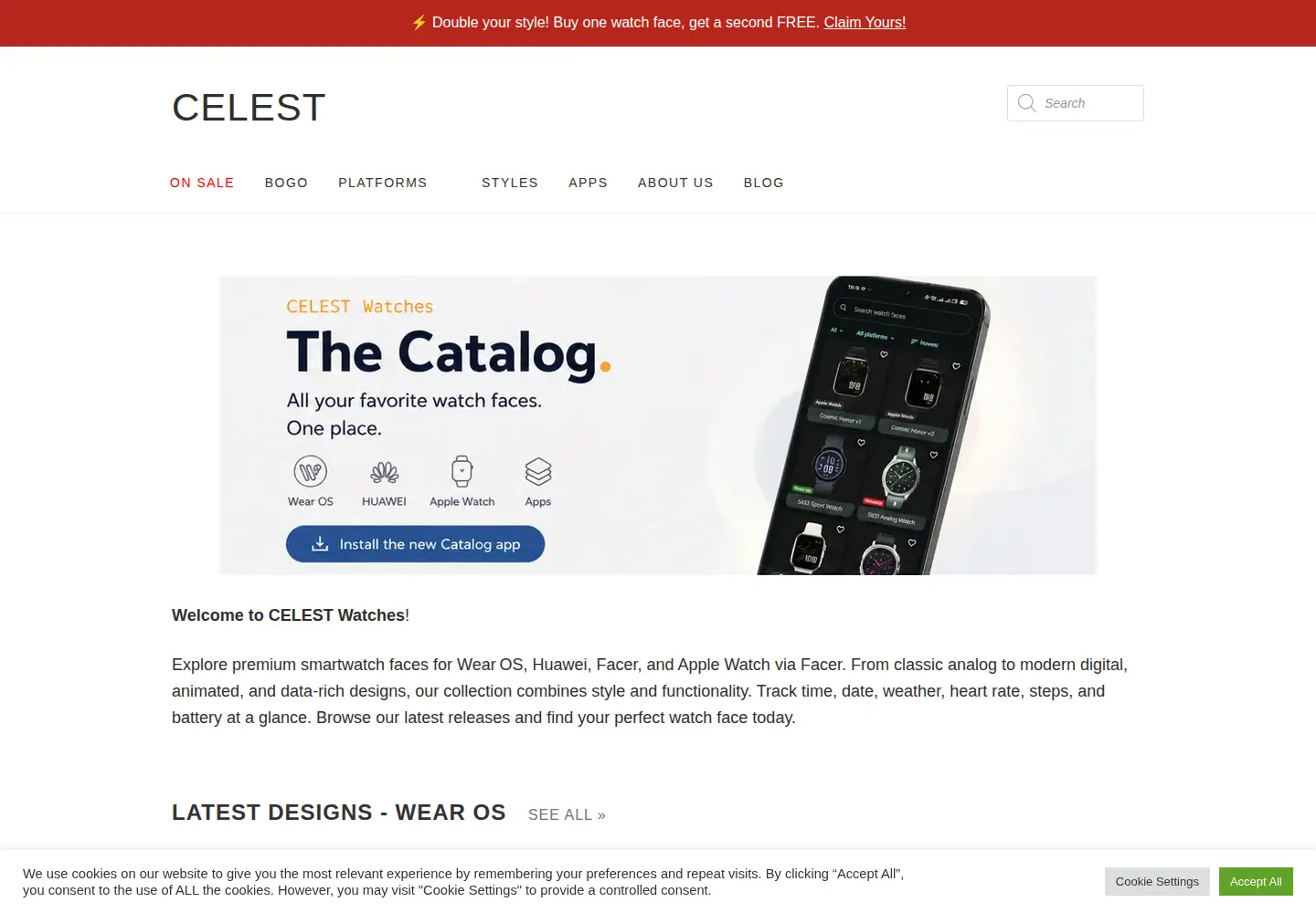 Captured homepage of celest-watches.com in the current scan
