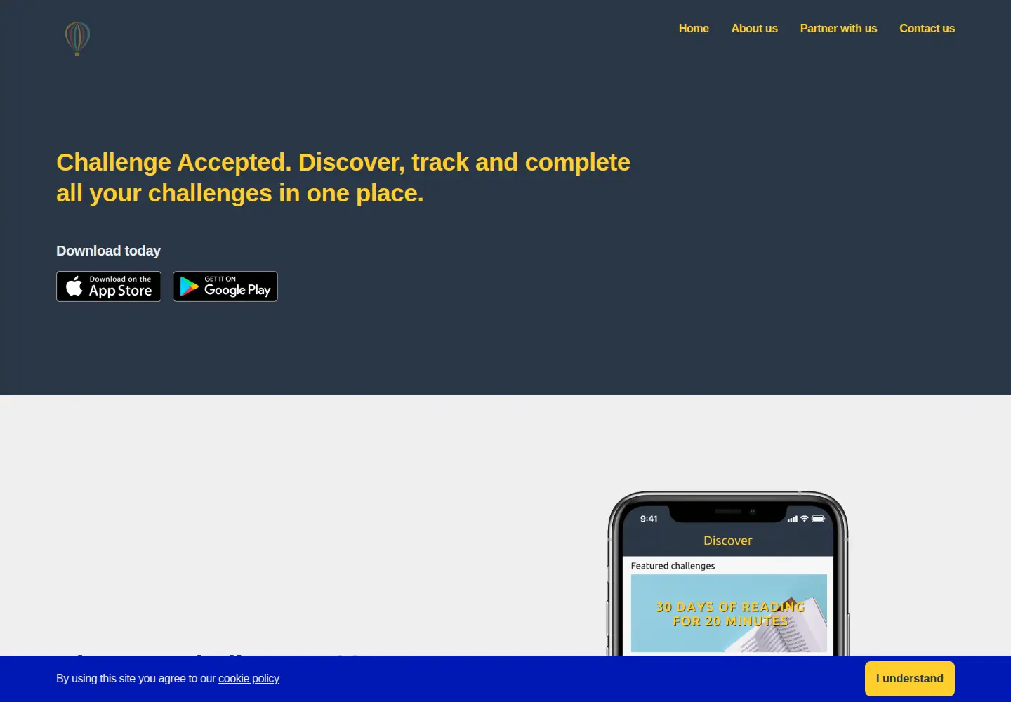 Screenshot of challengeacceptedapp.com