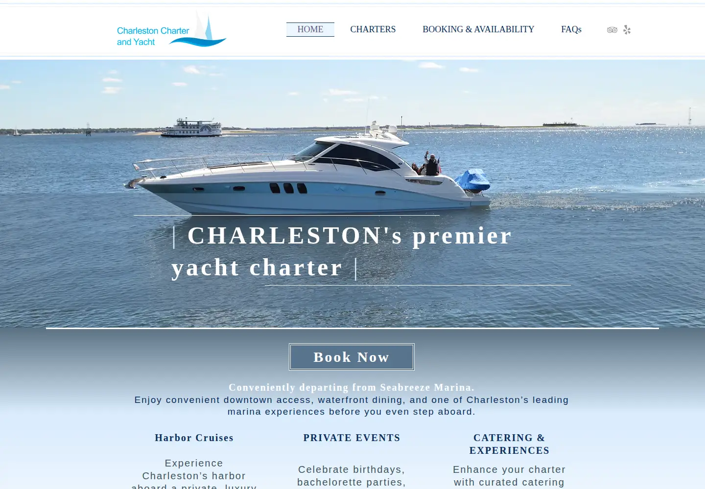 Screenshot of charlestoncharterandyacht.com