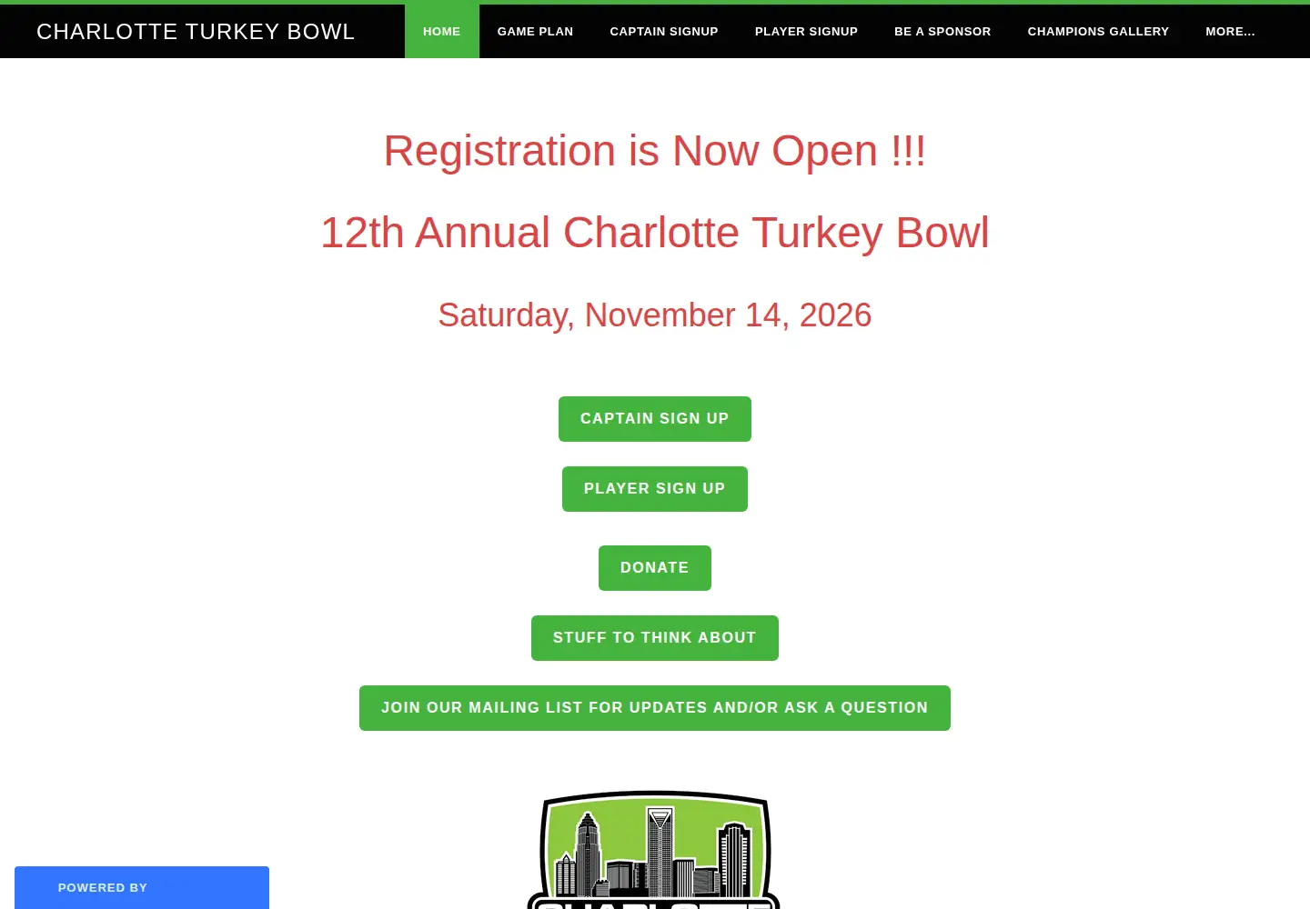 Screenshot of charlotteturkeybowl.com