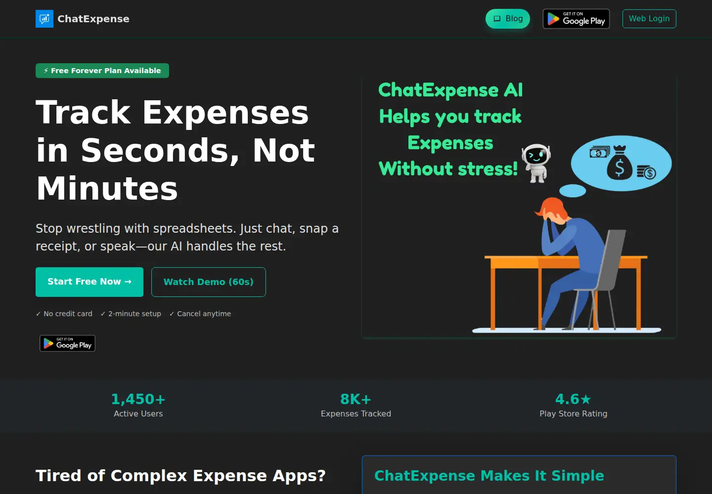 Screenshot of chatexpense.com