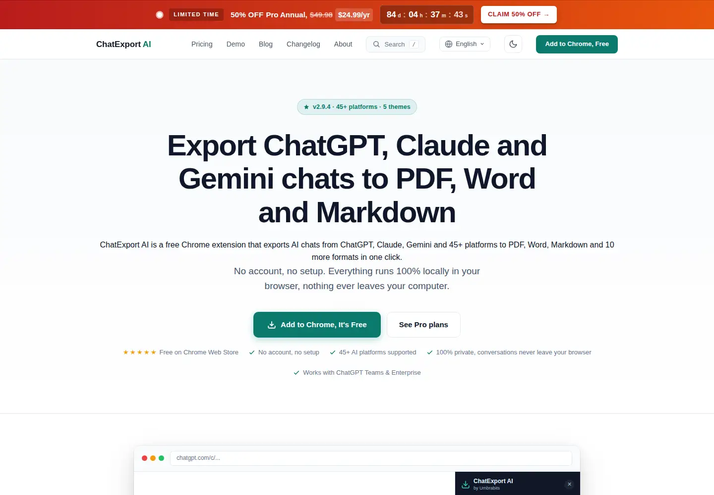Screenshot of chatexportai.com