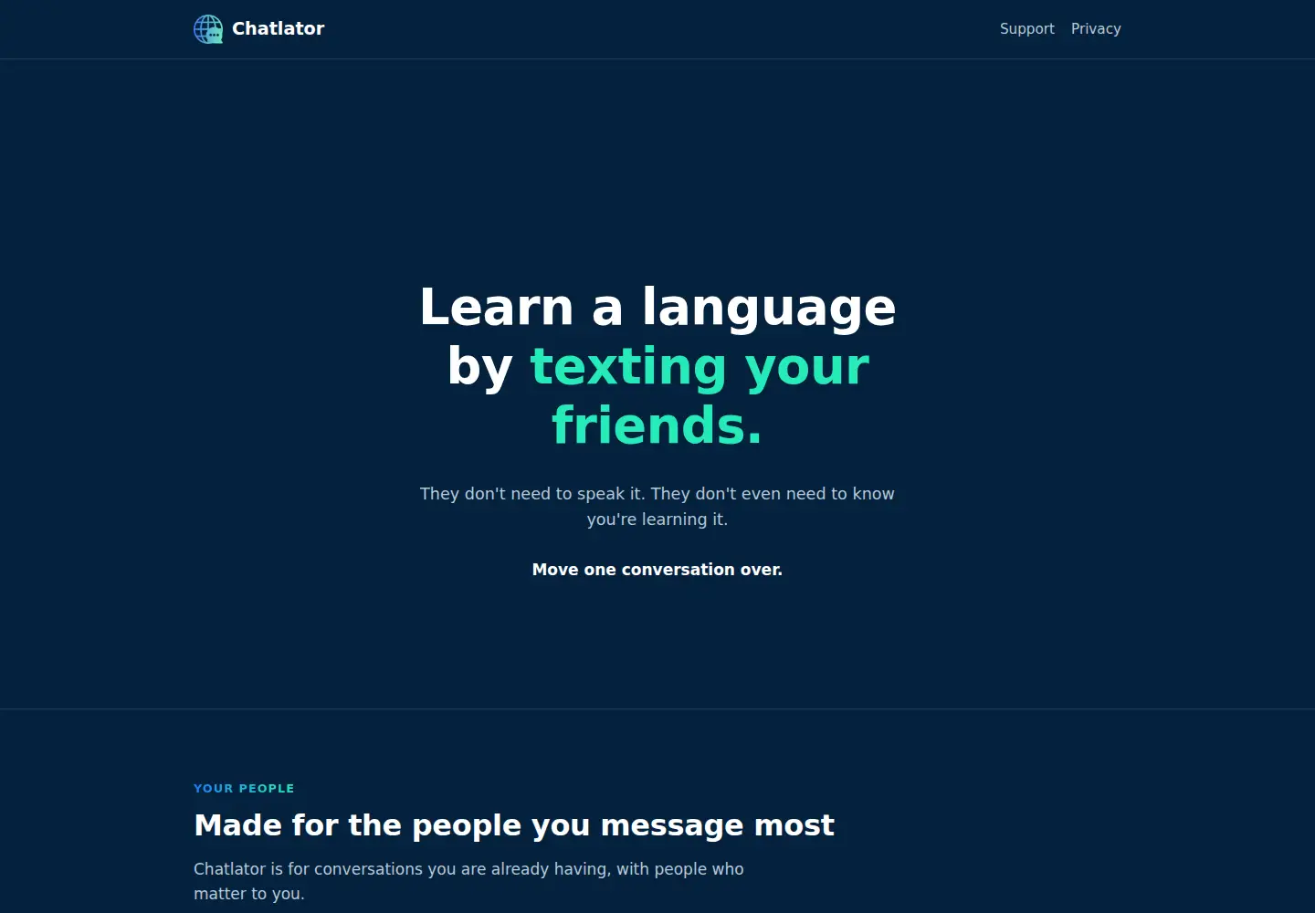Captured homepage of chatlator.com in the current scan