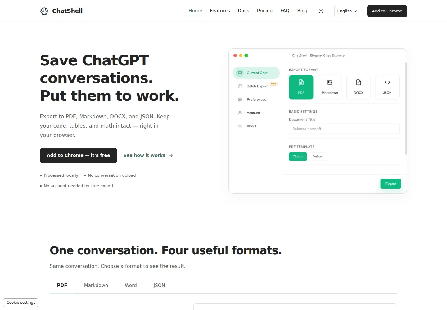 Screenshot of chatshellexport.com