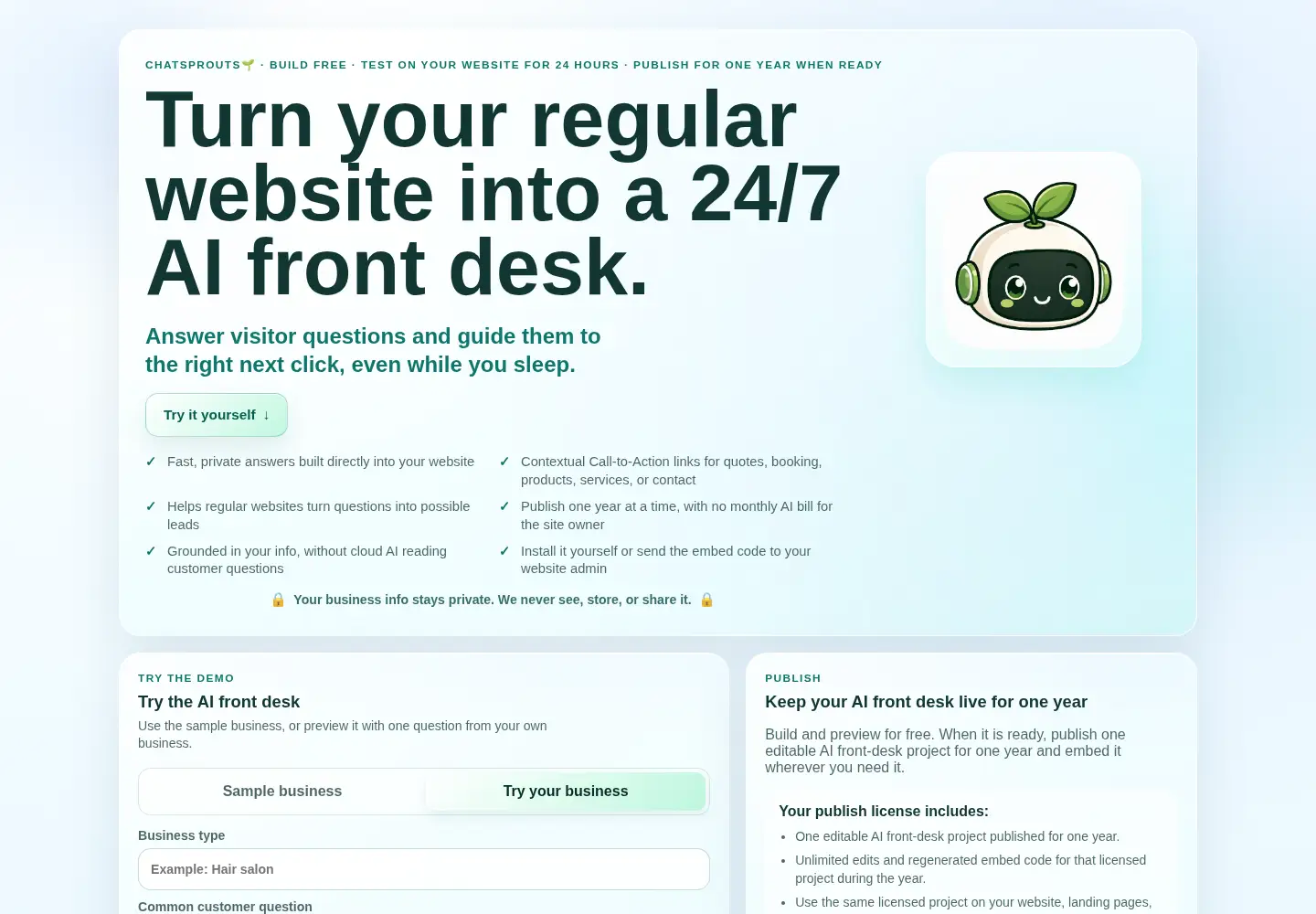 Screenshot of chatsprouts.com