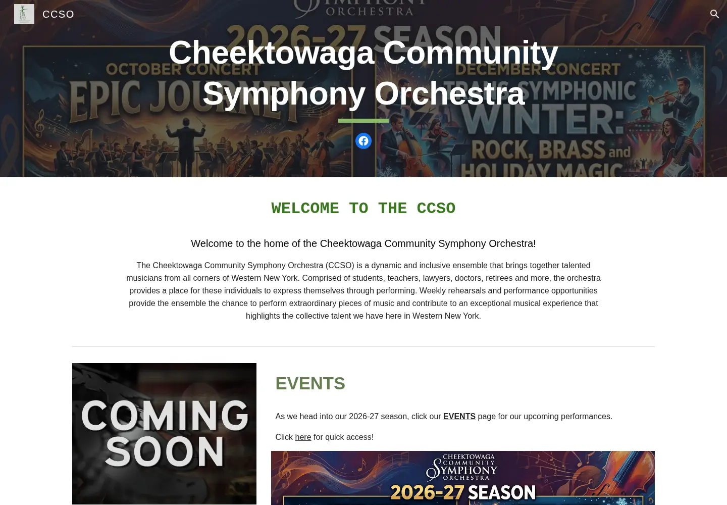 Screenshot of cheektowagasymphony.com