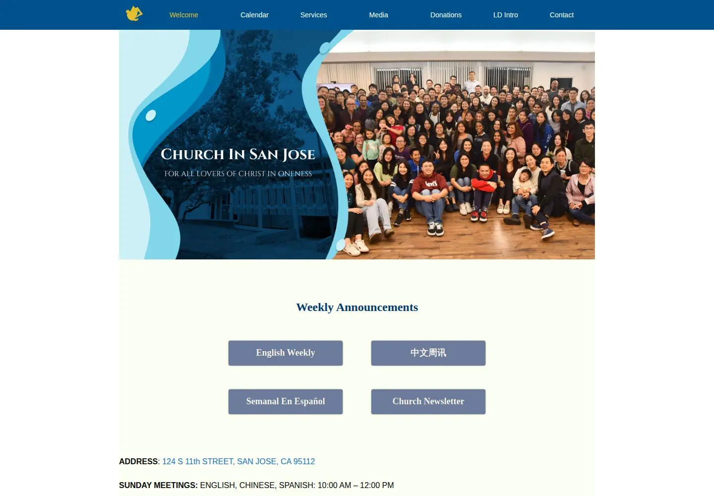 Screenshot of churchinsanjose.com