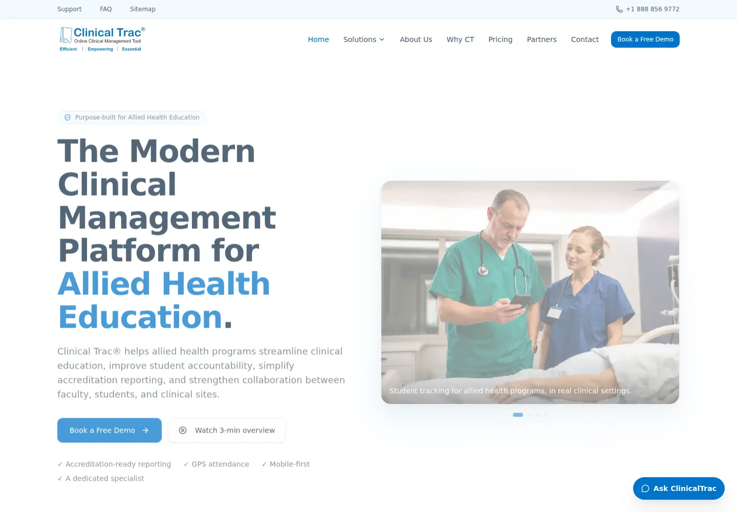 Screenshot of clinicaltrac.com