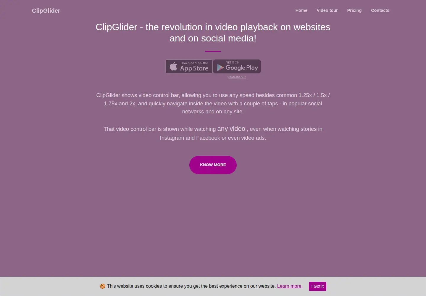 Captured homepage of clipglider.com in the current scan