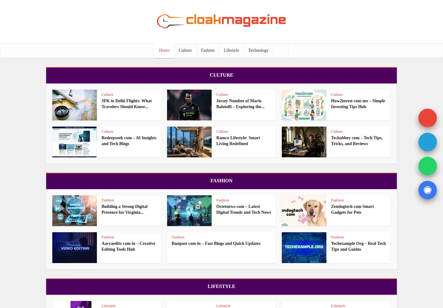 Captured homepage of cloakmagazine.com in the current scan