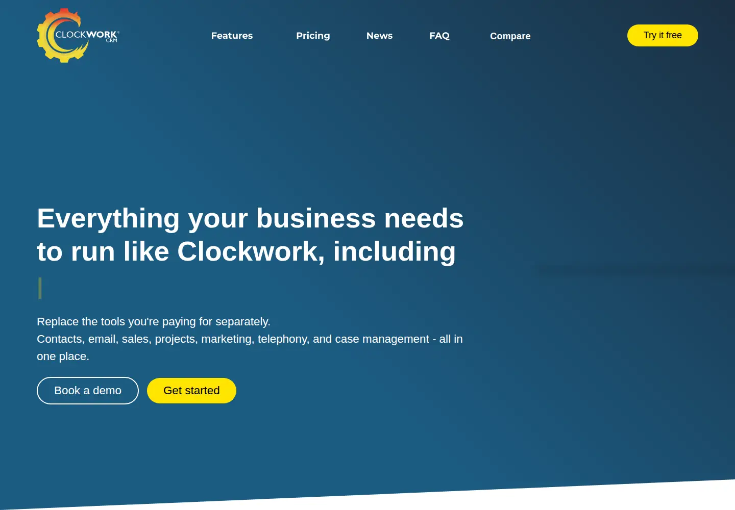 Screenshot of clockworkcrm.com