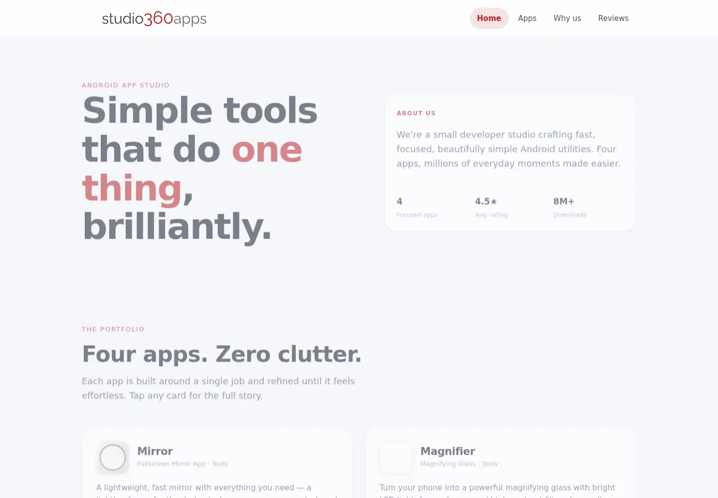 Captured homepage of studio360apps.com in the current scan