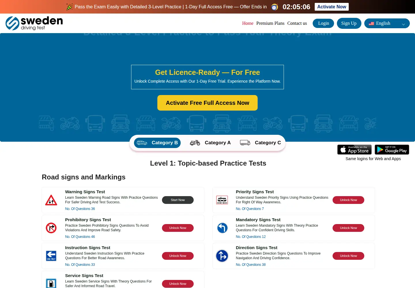 Screenshot of swedendrivingtest.com