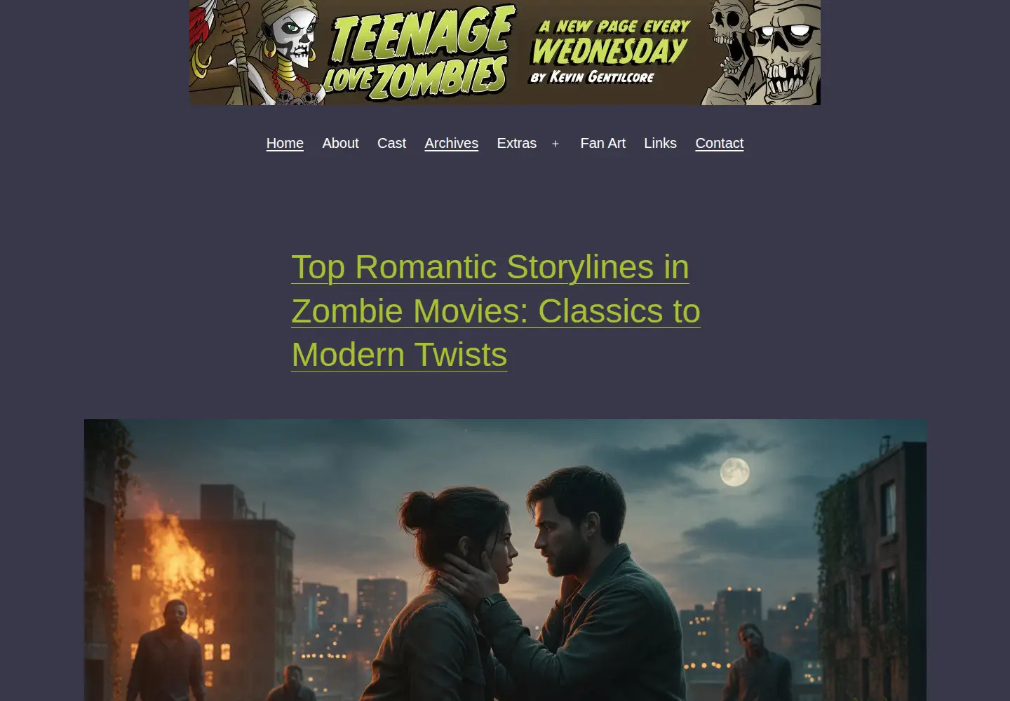 Captured homepage of teenagelovezombies.com in the current scan