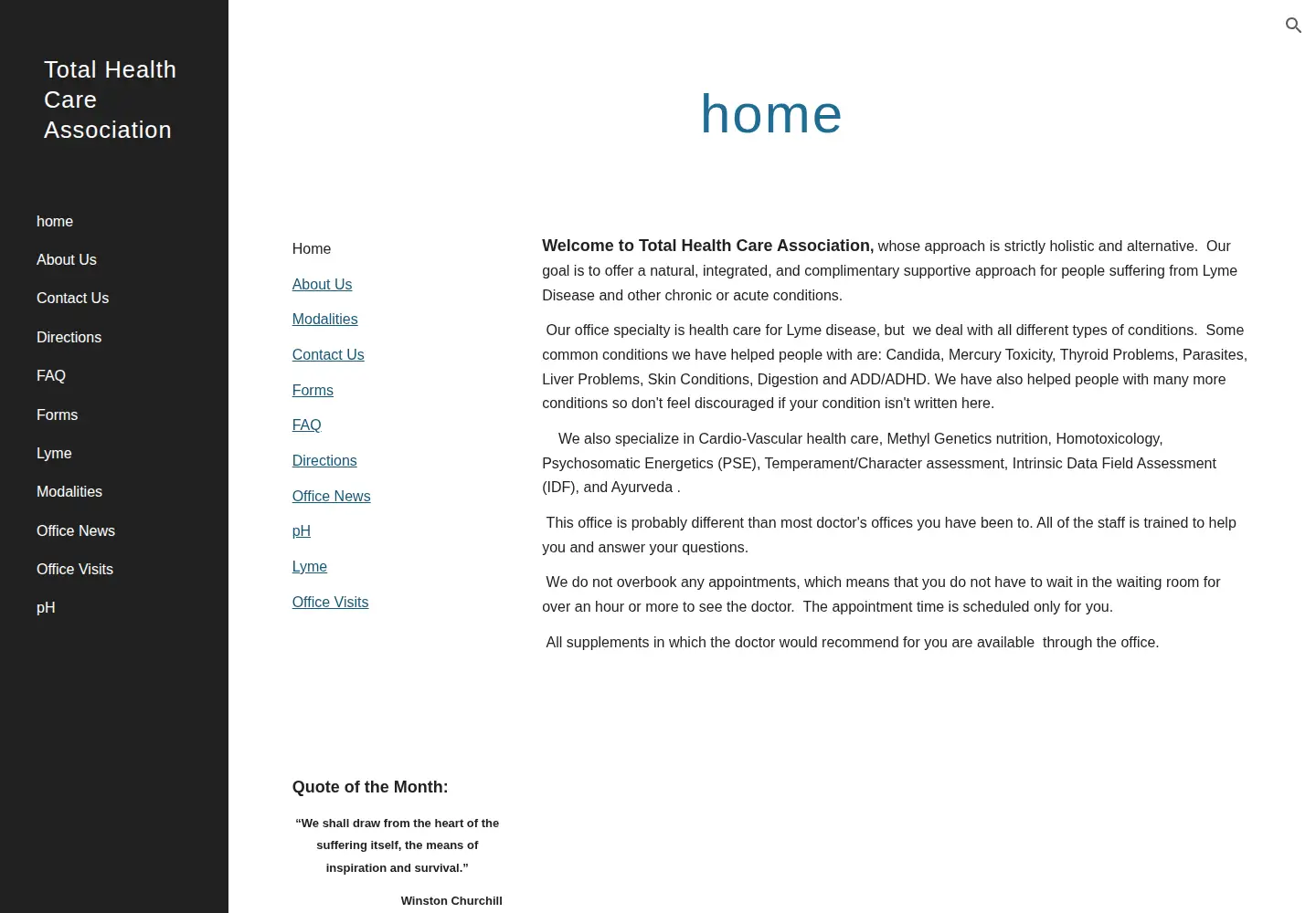Captured homepage of thcassociation.com in the current scan