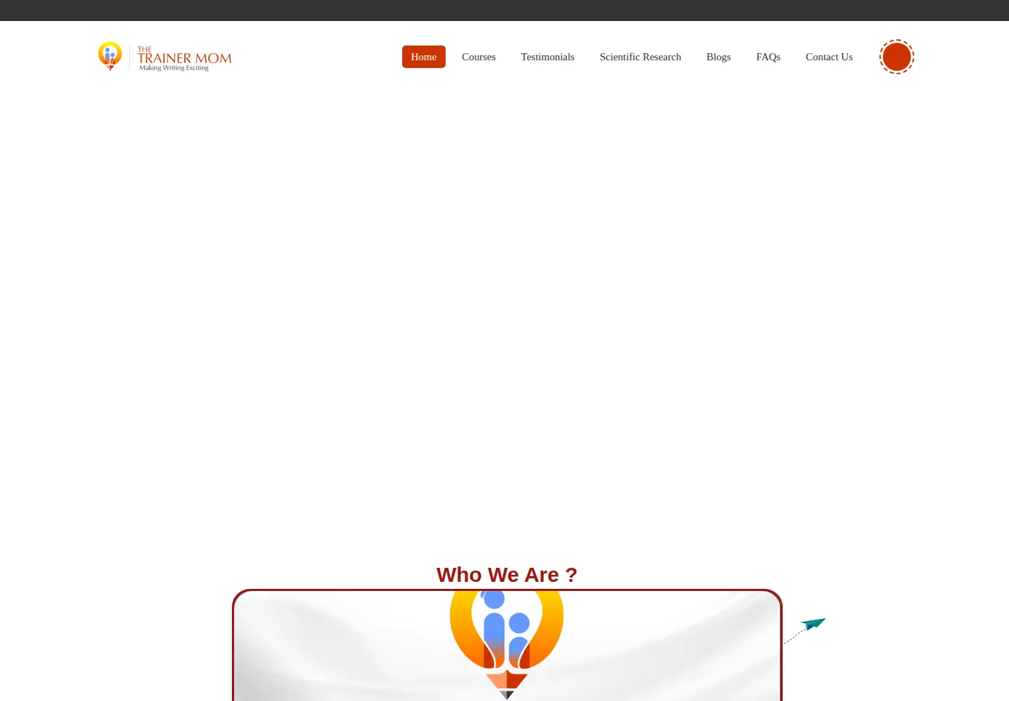 Captured homepage of thetrainermom.com in the current scan