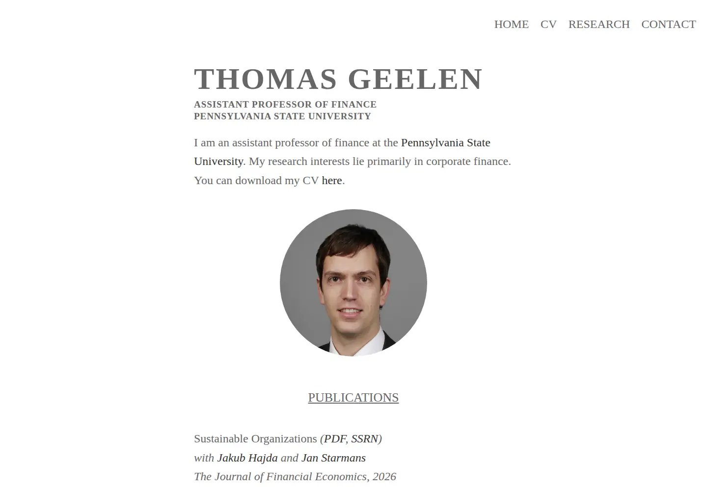 Captured homepage of thomasgeelen.com in the current scan