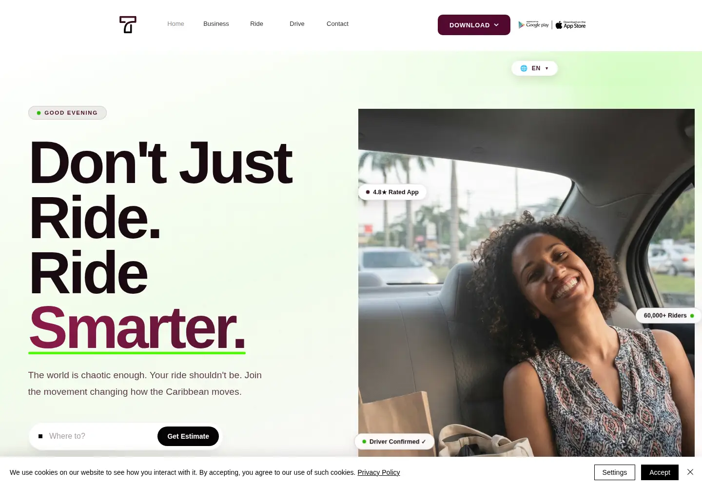 Screenshot of traveerides.com