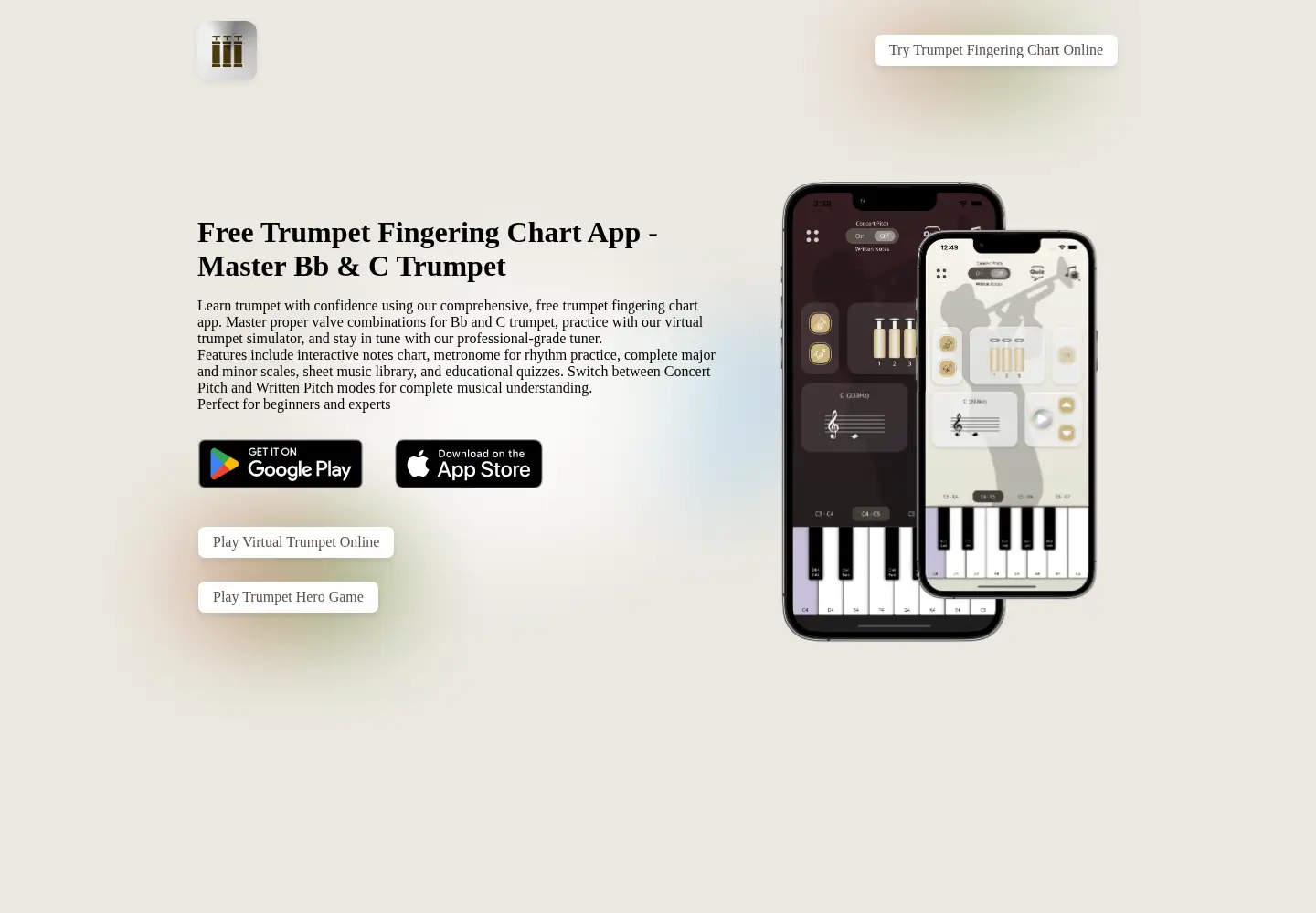 Screenshot of trumpetfingering.com