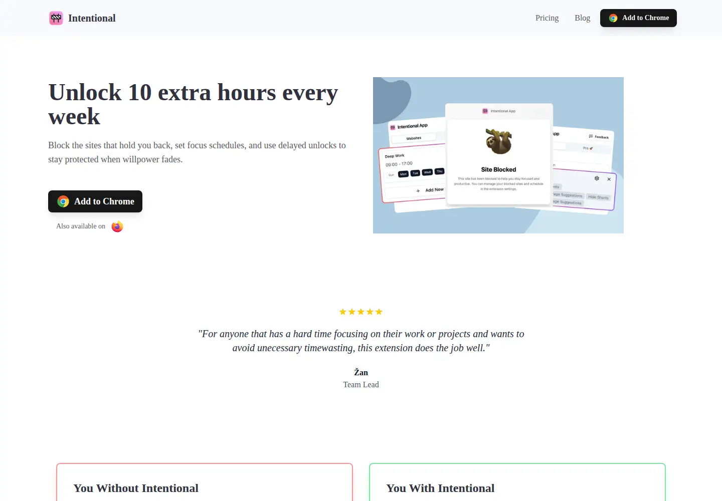 Screenshot of tryintentional.com