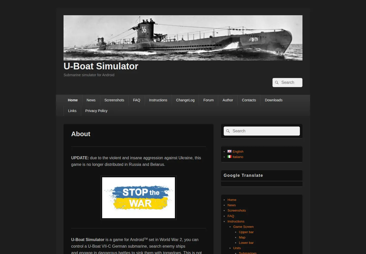 Screenshot of uboatsimulator.com