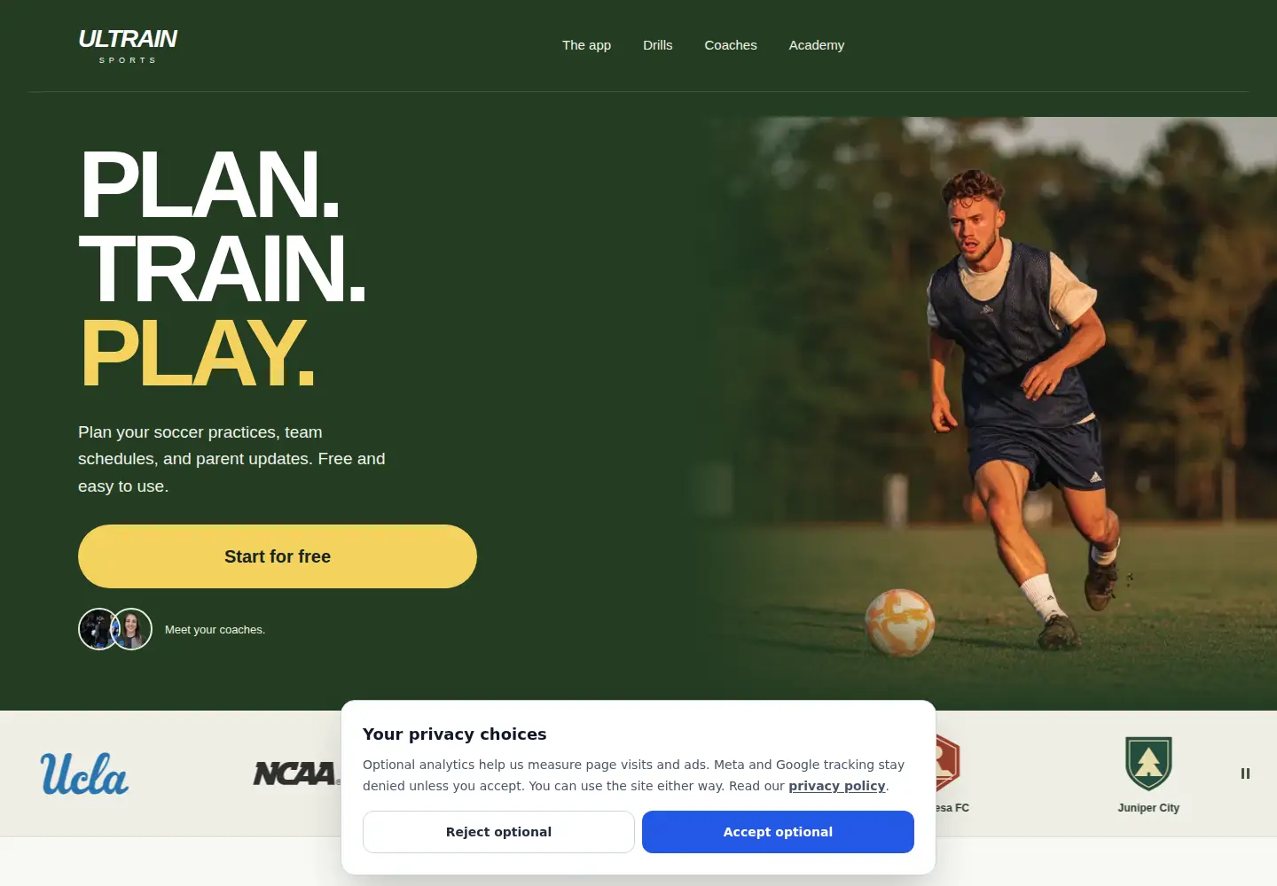 Screenshot of ultrainapp.com