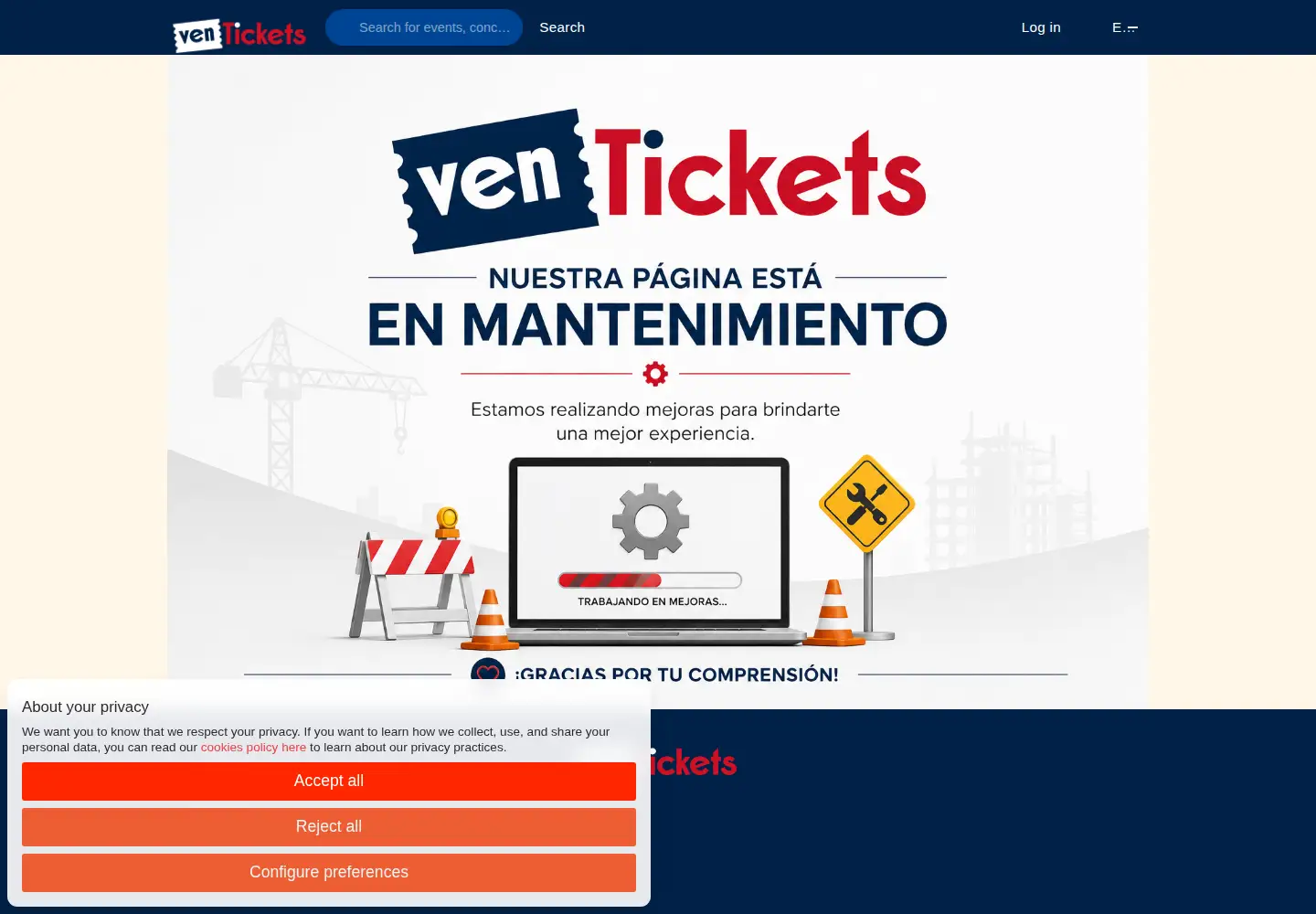 Screenshot of ventickets.com