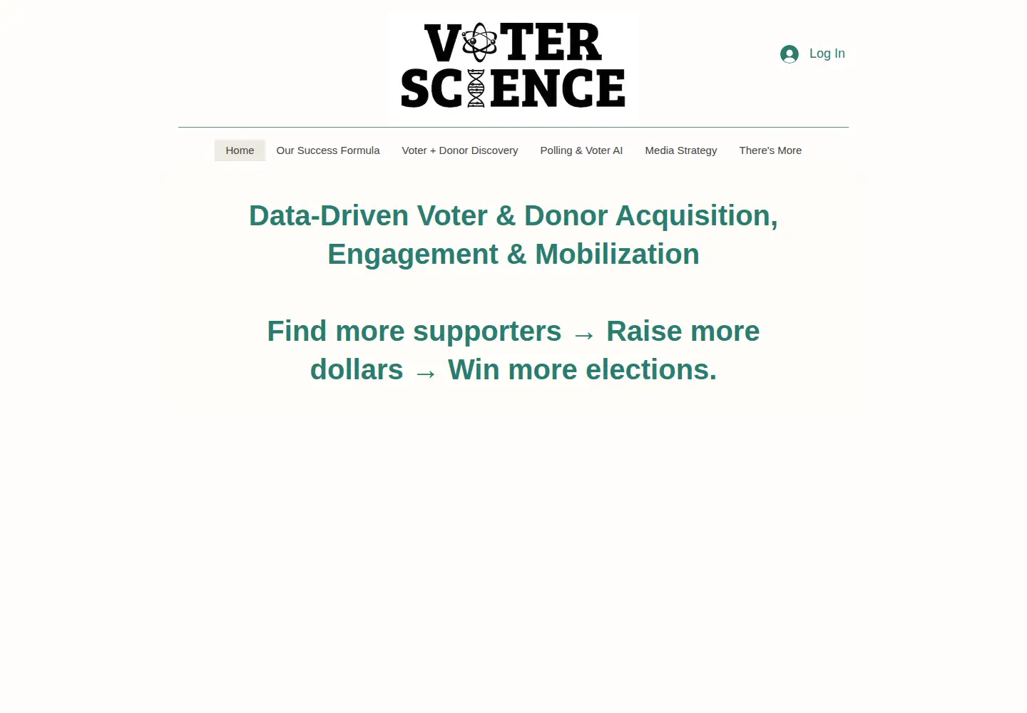Captured homepage of voter-science.com in the current scan