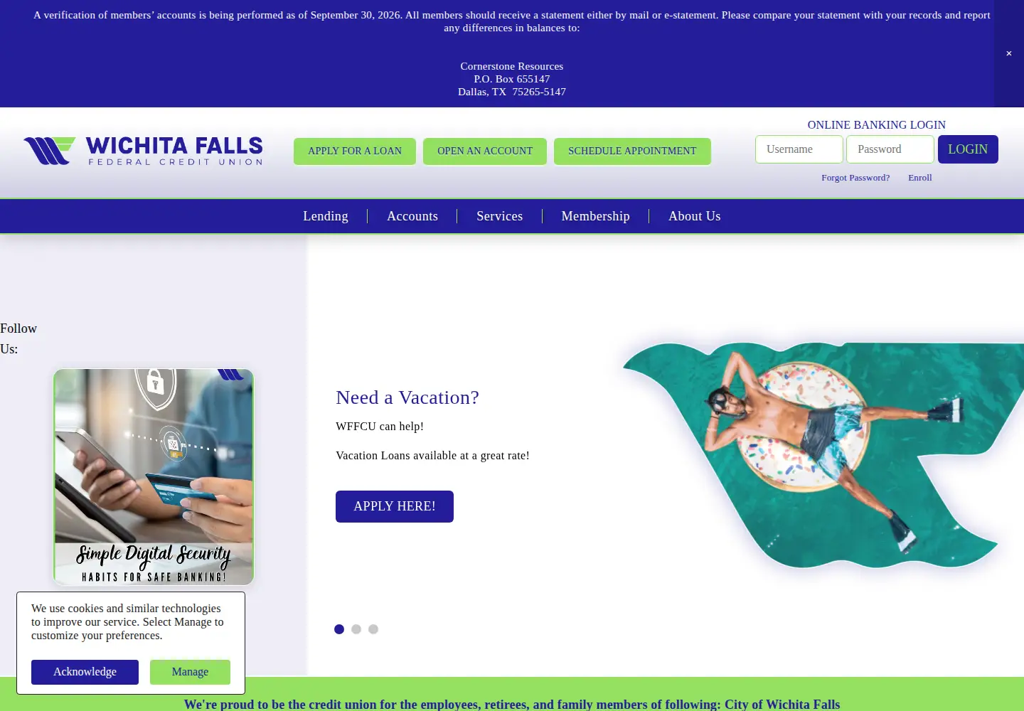 Screenshot of wffedcu.com