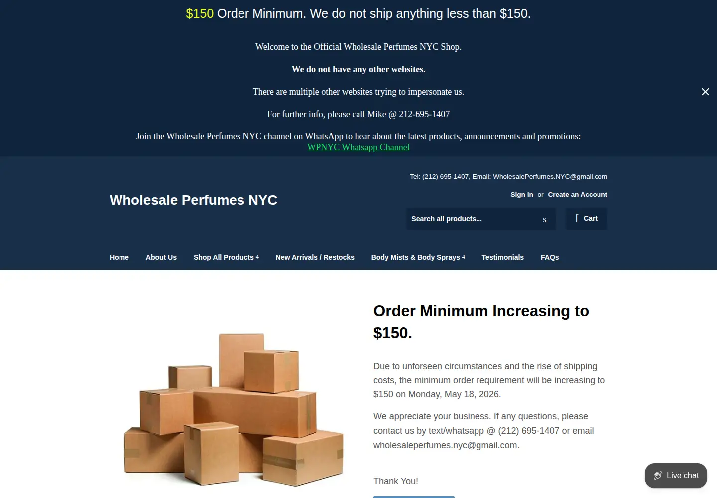 Screenshot of wholesaleperfumesnyc.com