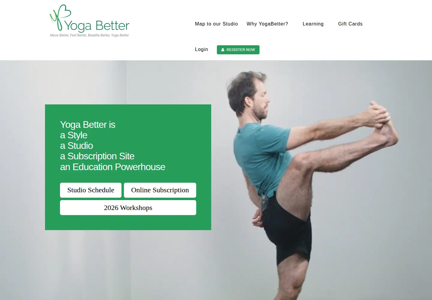 Screenshot of yogabetter.com