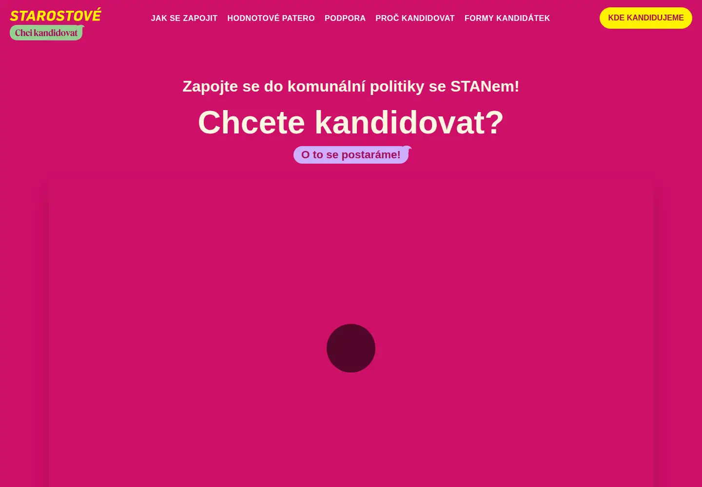 Captured homepage of chcikandidovat.cz in the current scan