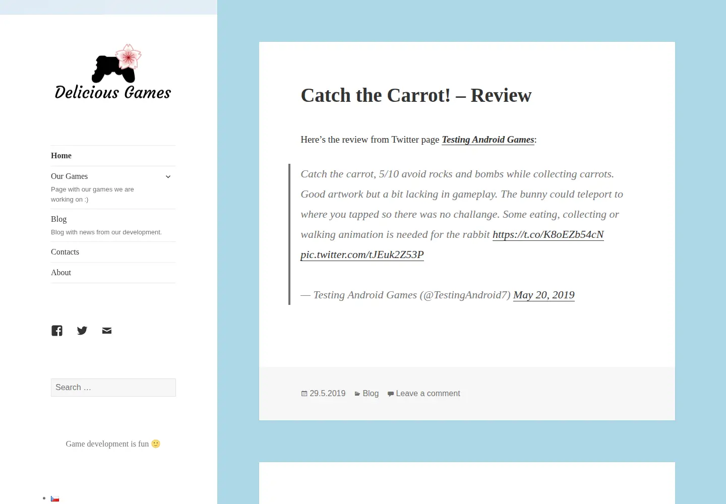 Captured homepage of delicious-games.cz in the current scan