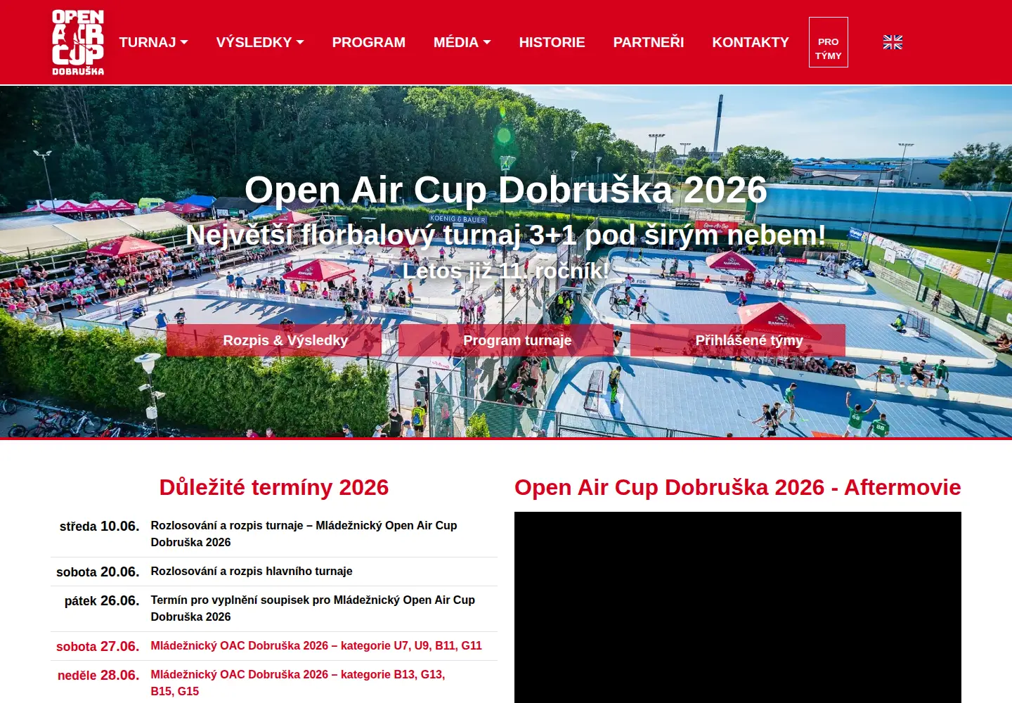 Captured homepage of openaircup.cz in the current scan