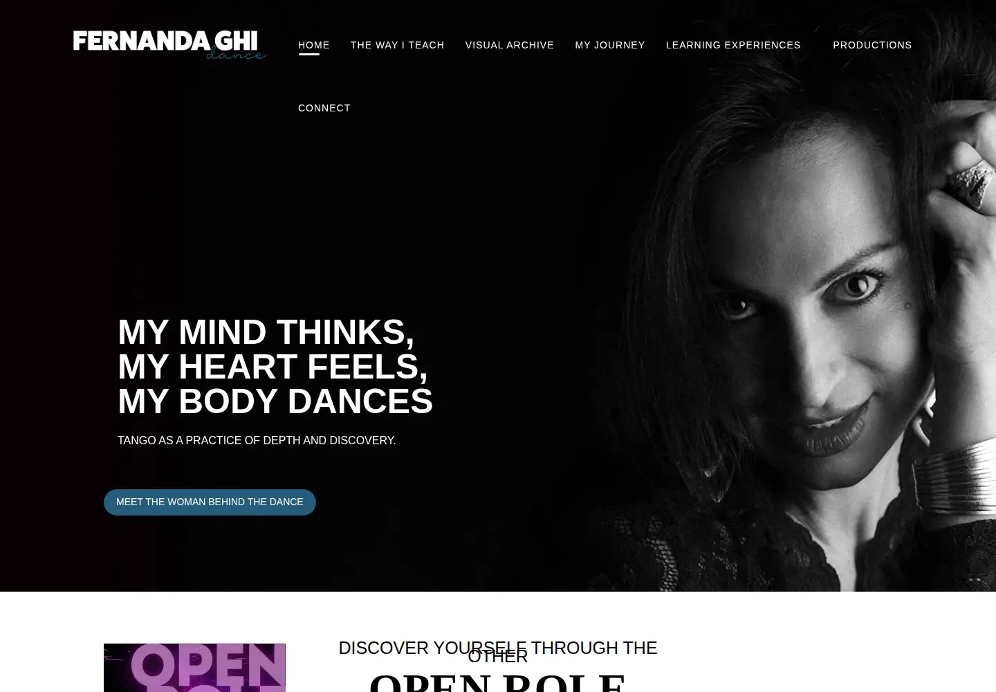 Captured homepage of fernandaghi.dance in the current scan