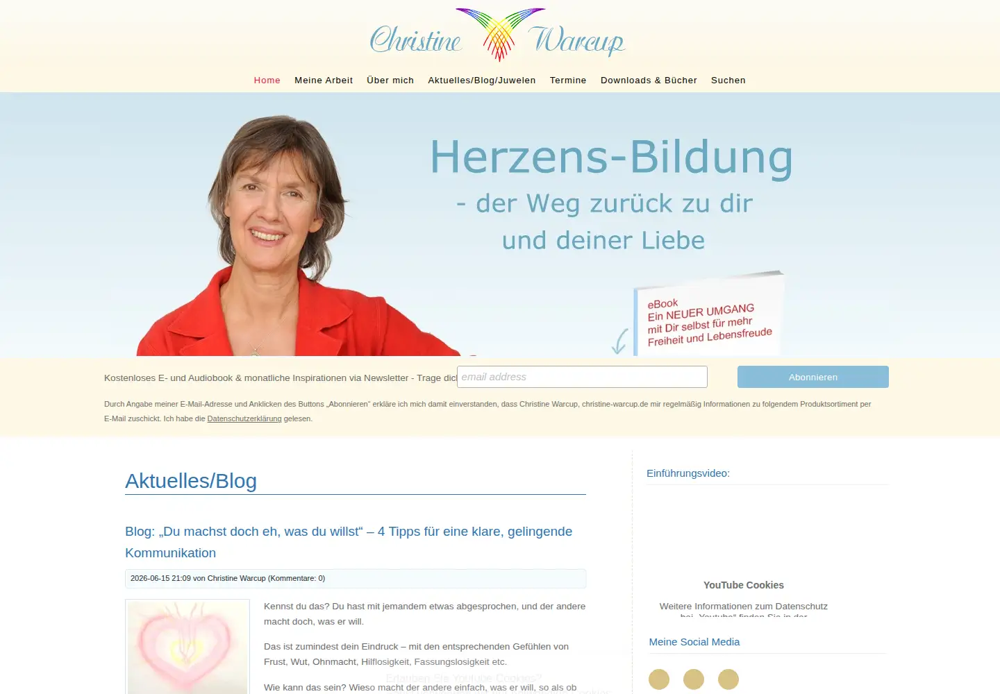 Captured homepage of christine-warcup.de in the current scan