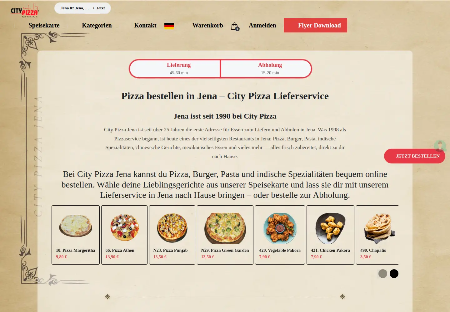 Screenshot of city-pizza-service.de