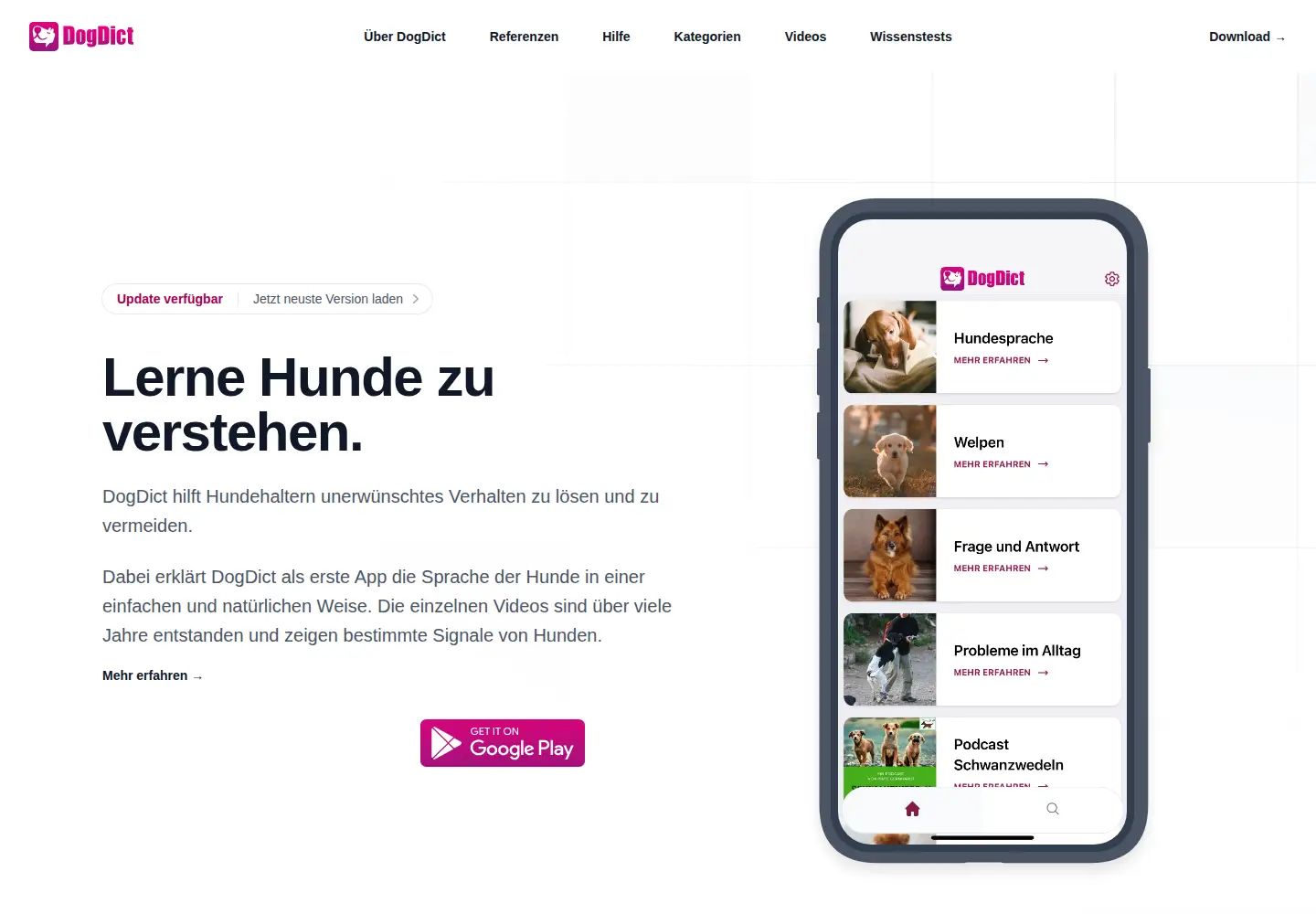 Screenshot of dogdict.de