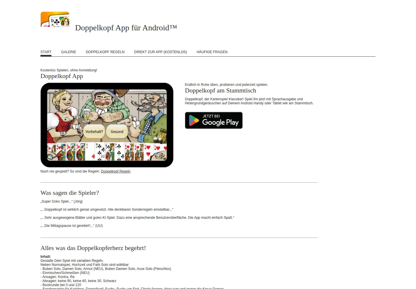 Screenshot of doppelkopf-app.de