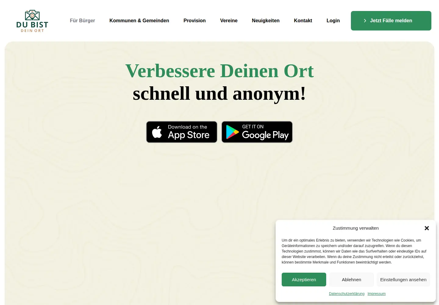 Captured homepage of dubistdeinort.de in the current scan