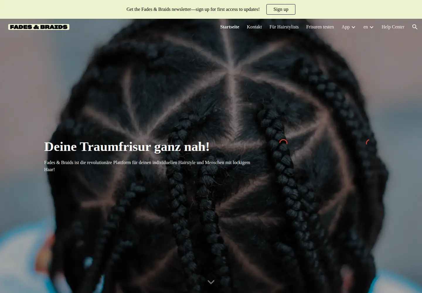 Captured homepage of fadesandbraids.de in the current scan