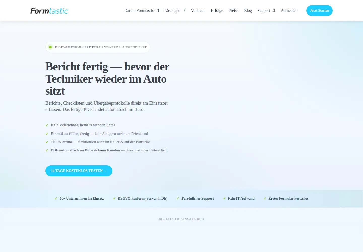 Screenshot of formtastic.de