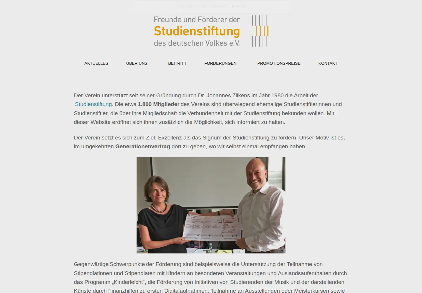 Captured homepage of freunde-studienstiftung.de in the current scan