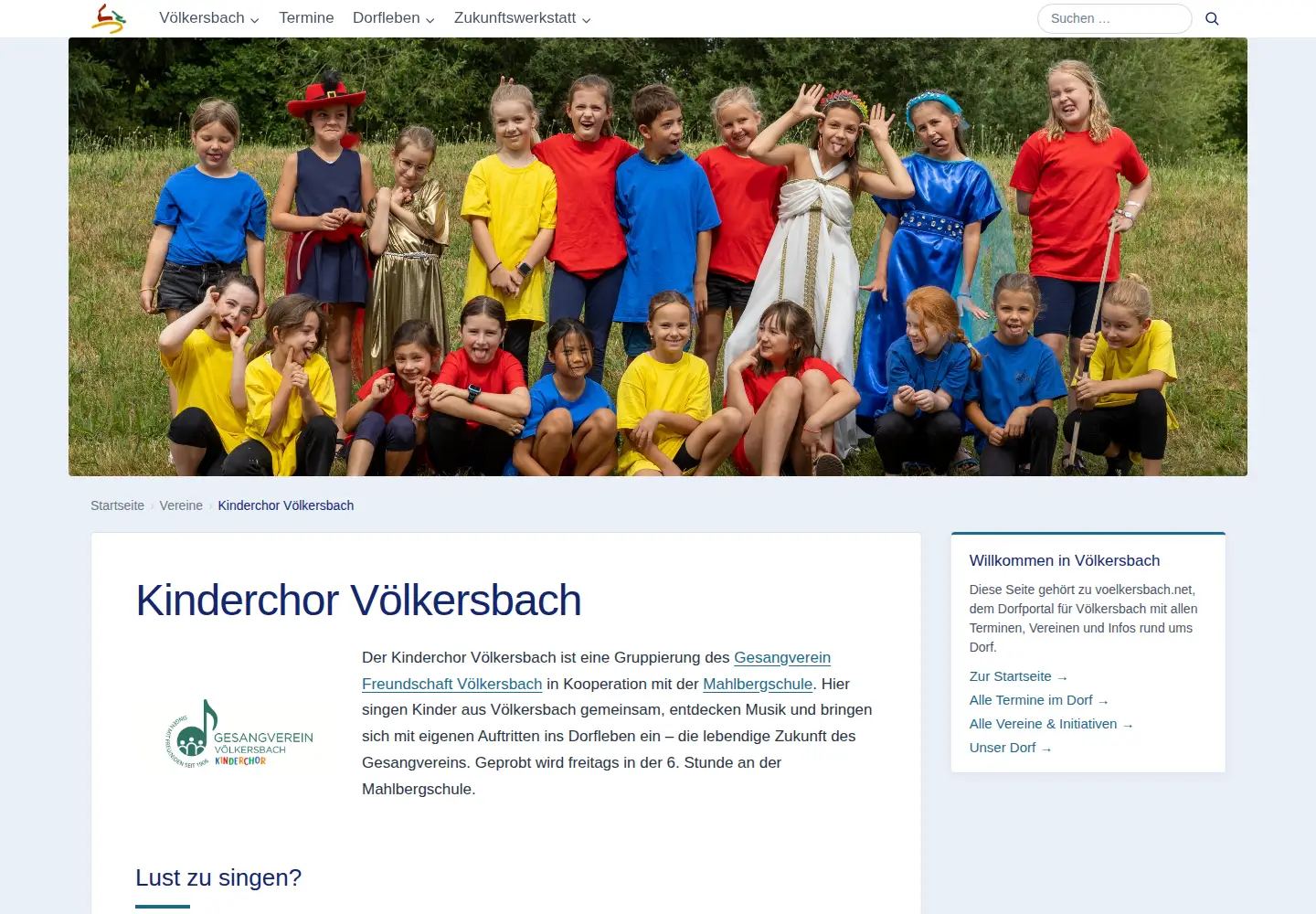 Screenshot of kinderchor-voelkersbach.de