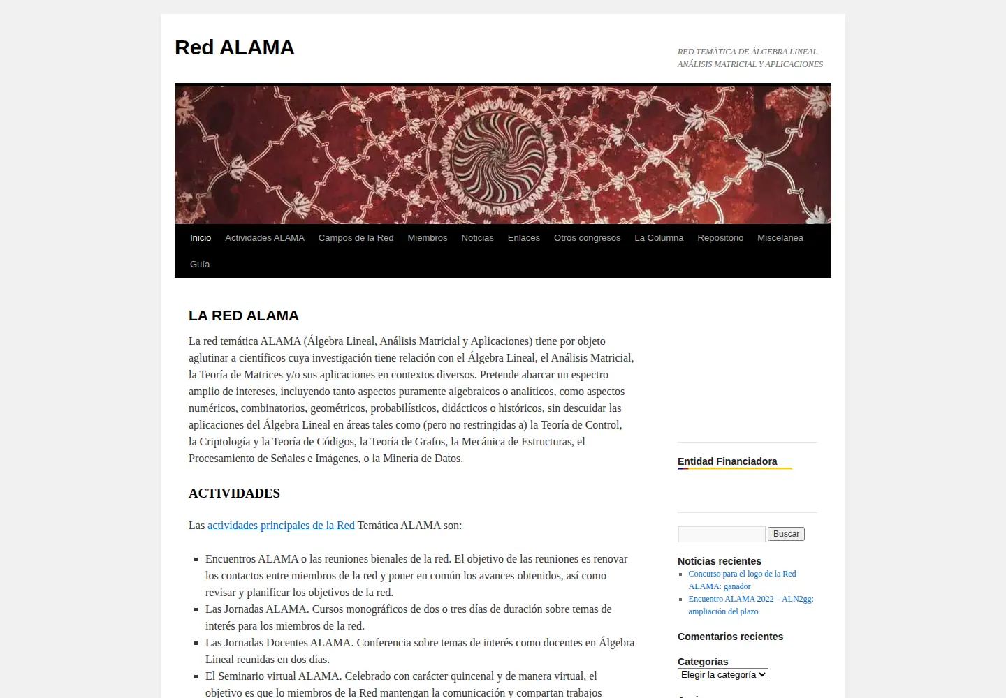 Captured homepage of red-alama.es in the current scan