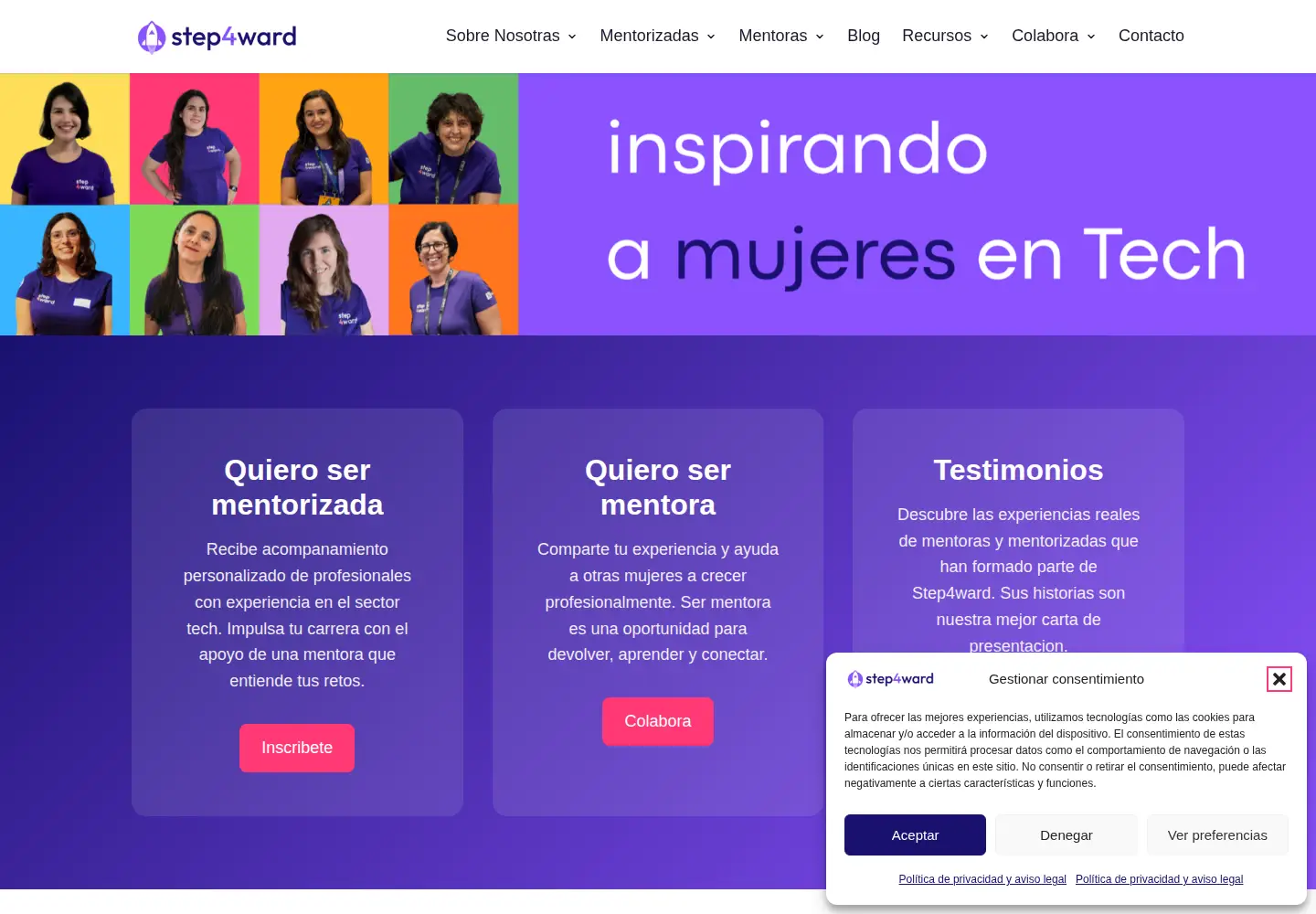 Captured homepage of step4ward.es in the current scan