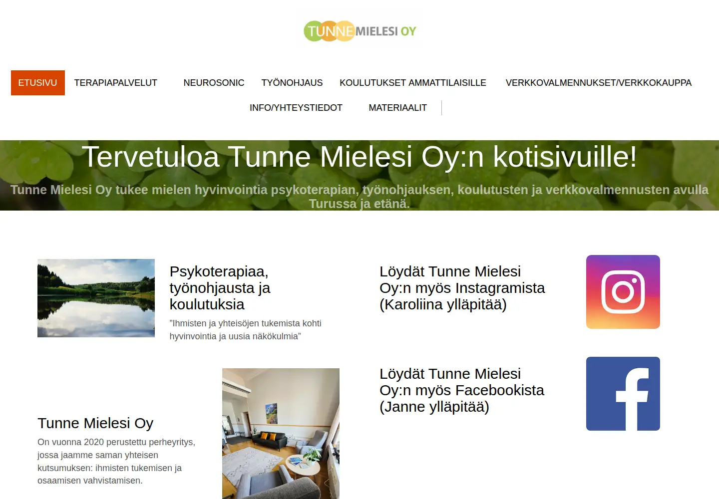 Captured homepage of tunnemielesi.fi in the current scan