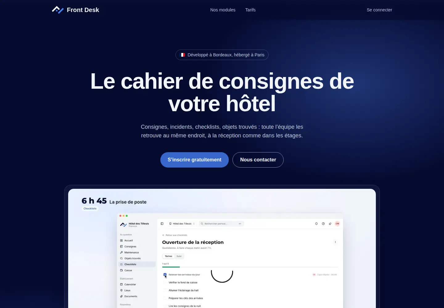 Screenshot of front-desk.fr