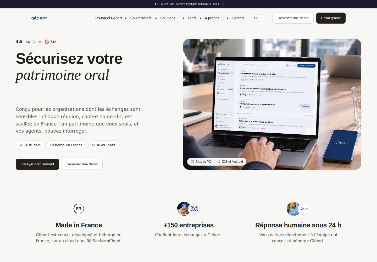Captured homepage of gilbert-assistant.fr in the current scan